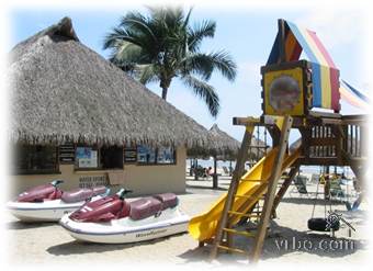 Rent watersports equipment at the beach. Fee for access to golf, spas etc.